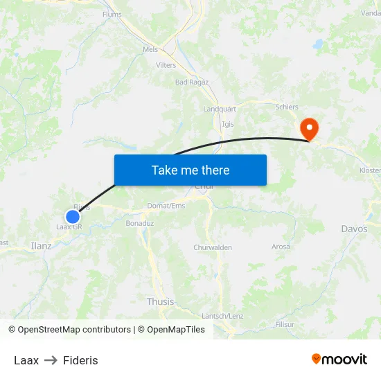 Laax to Fideris map