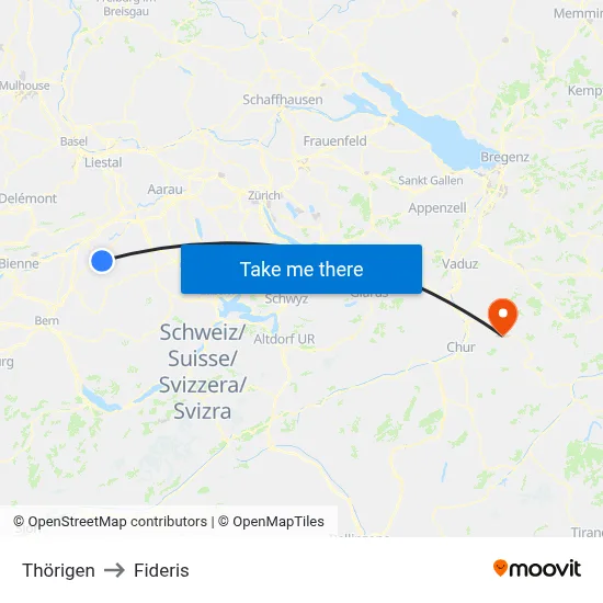 Thörigen to Fideris map