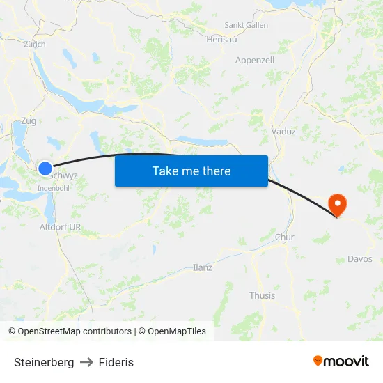 Steinerberg to Fideris map