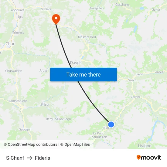 S-Chanf to Fideris map