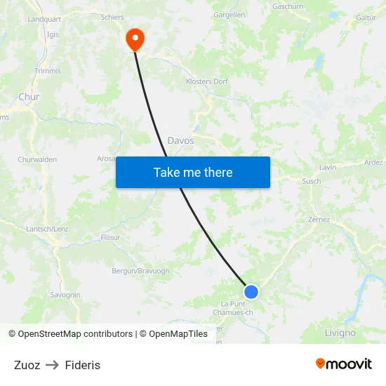 Zuoz to Fideris map