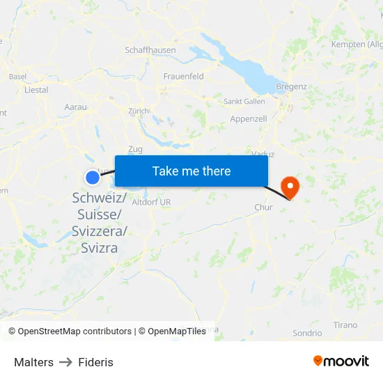 Malters to Fideris map