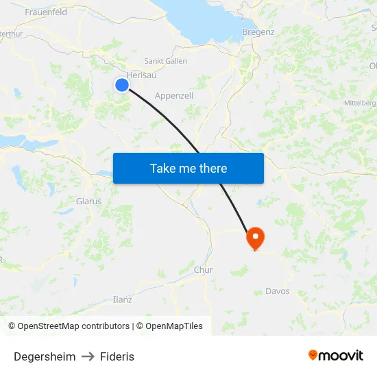 Degersheim to Fideris map
