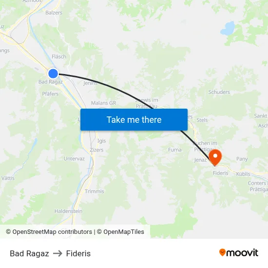 Bad Ragaz to Fideris map