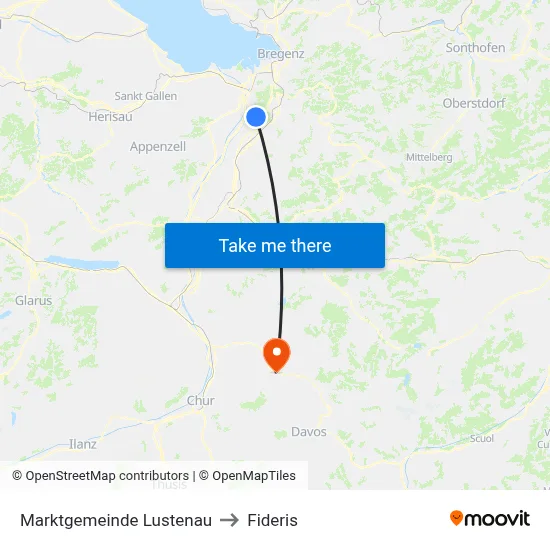 Marktgemeinde Lustenau to Fideris map