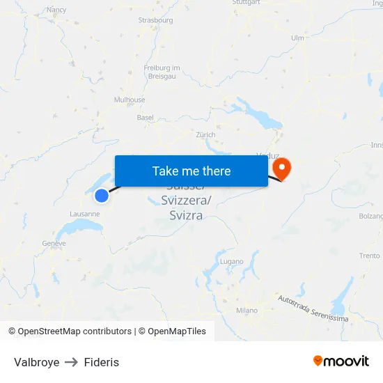 Valbroye to Fideris map