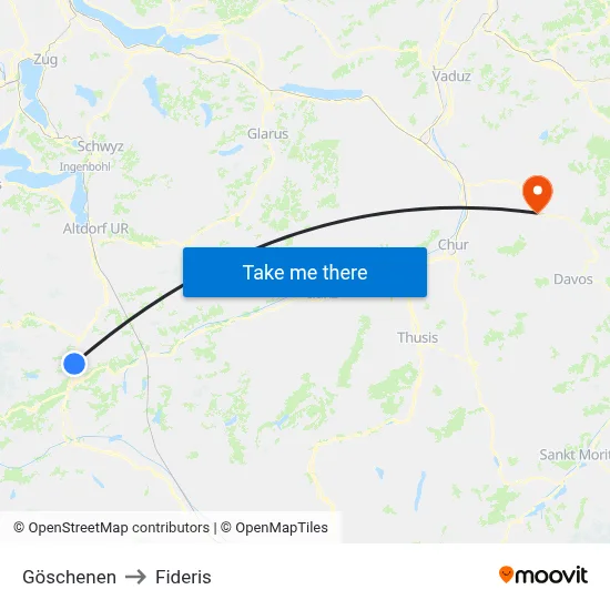 Göschenen to Fideris map
