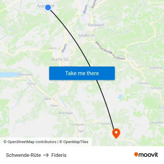 Schwende-Rüte to Fideris map