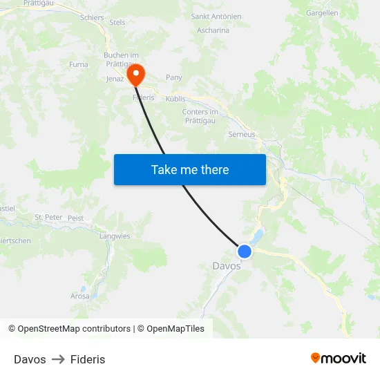 Davos to Fideris map