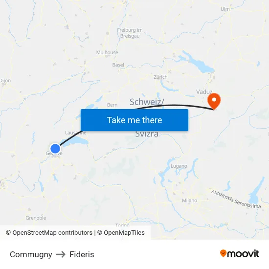 Commugny to Fideris map