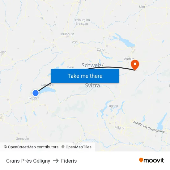 Crans-Près-Céligny to Fideris map