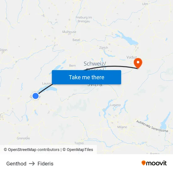 Genthod to Fideris map