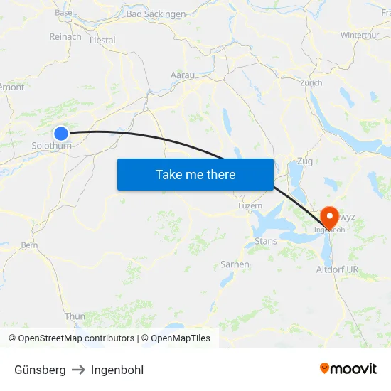 Günsberg to Ingenbohl map