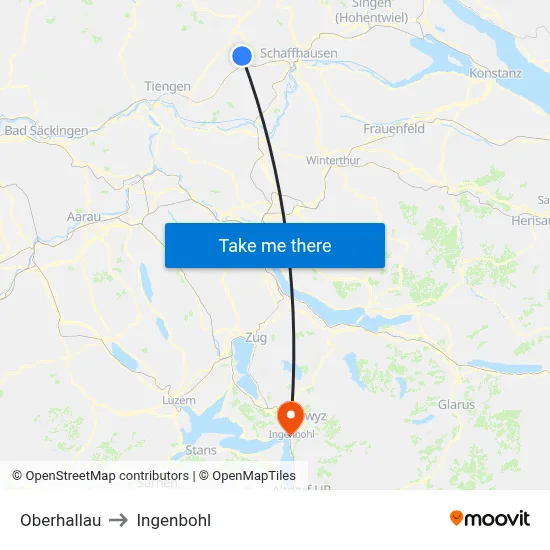 Oberhallau to Ingenbohl map