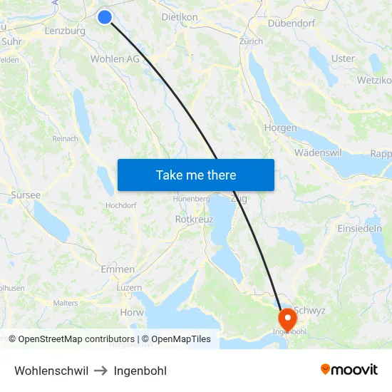 Wohlenschwil to Ingenbohl map