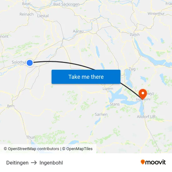 Deitingen to Ingenbohl map