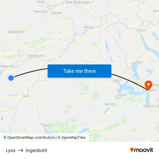 Lyss to Ingenbohl map