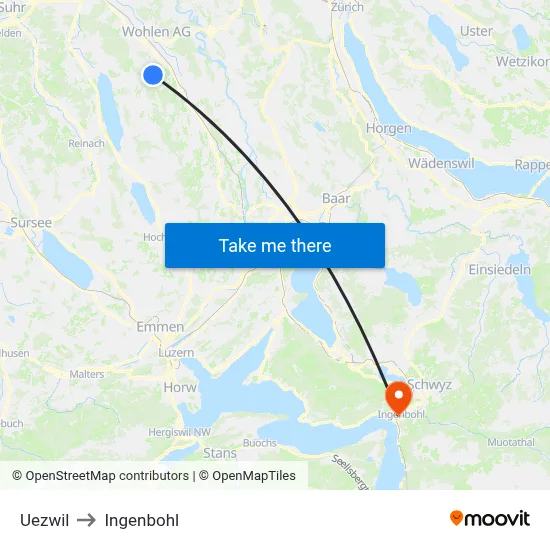 Uezwil to Ingenbohl map