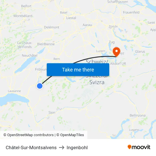 Châtel-Sur-Montsalvens to Ingenbohl map