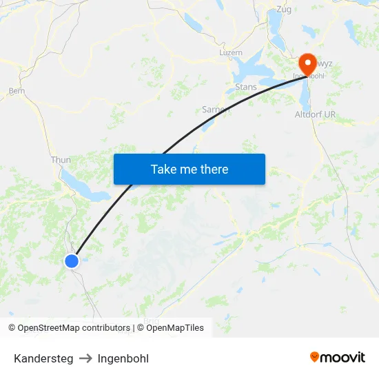 Kandersteg to Ingenbohl map