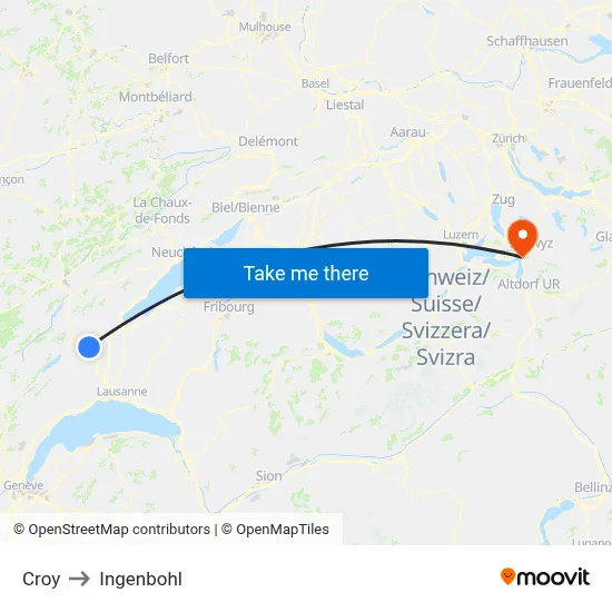 Croy to Ingenbohl map