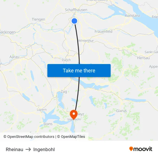 Rheinau to Ingenbohl map