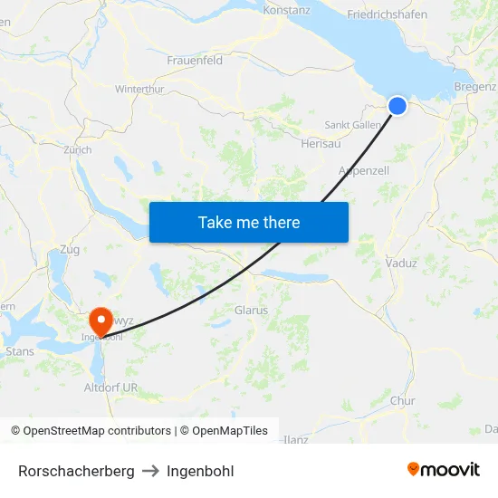 Rorschacherberg to Ingenbohl map