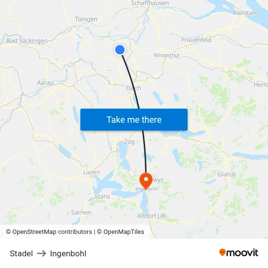Stadel to Ingenbohl map