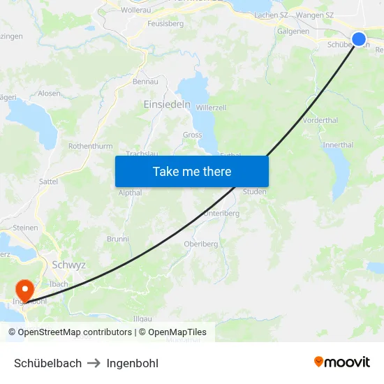 Schübelbach to Ingenbohl map