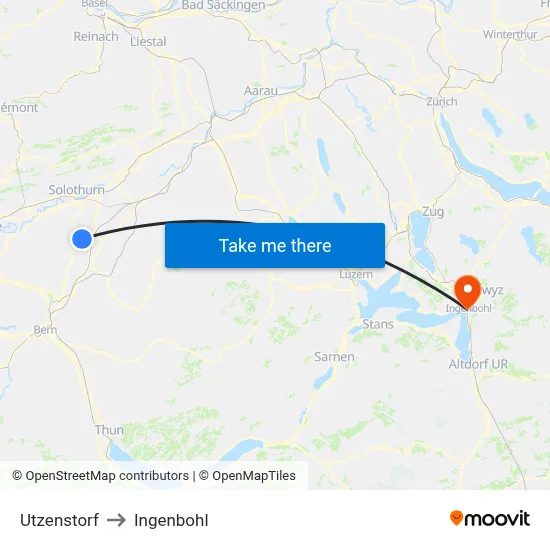 Utzenstorf to Ingenbohl map