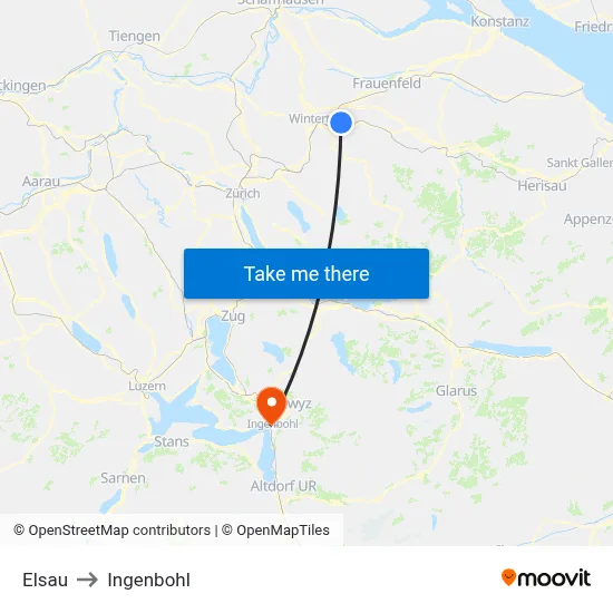 Elsau to Ingenbohl map