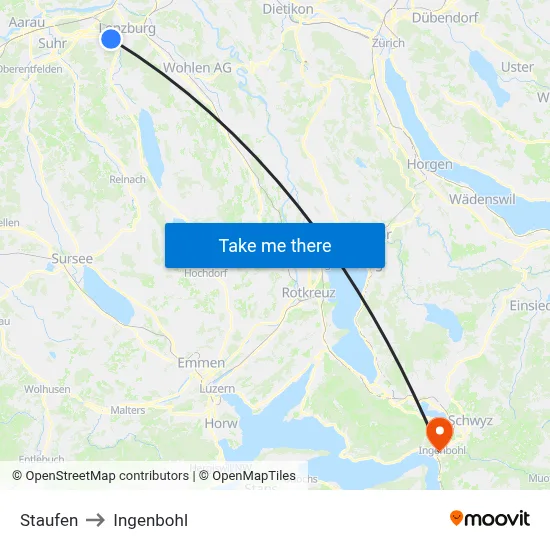Staufen to Ingenbohl map