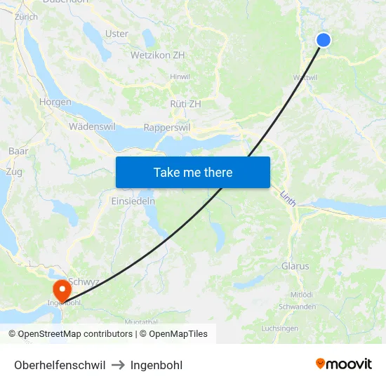 Oberhelfenschwil to Ingenbohl map