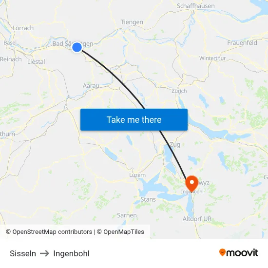 Sisseln to Ingenbohl map
