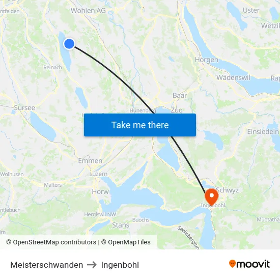 Meisterschwanden to Ingenbohl map