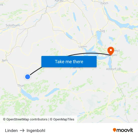 Linden to Ingenbohl map