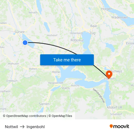 Nottwil to Ingenbohl map