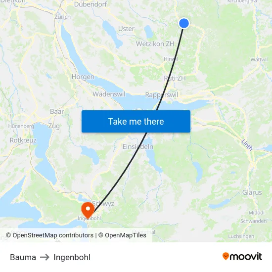 Bauma to Ingenbohl map