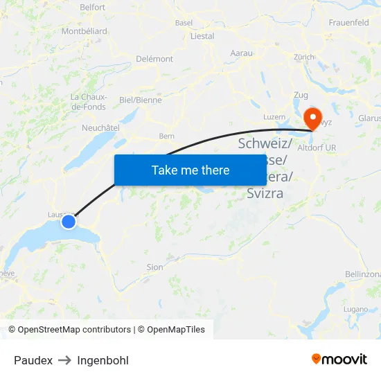 Paudex to Ingenbohl map