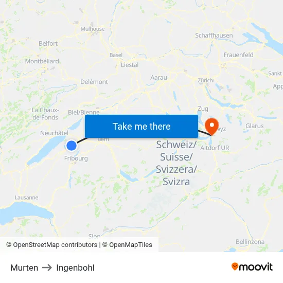 Murten to Ingenbohl map
