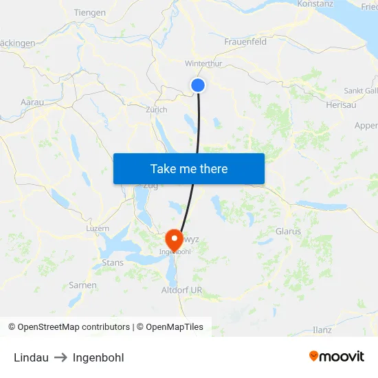 Lindau to Ingenbohl map