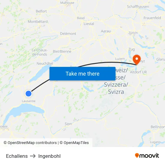Echallens to Ingenbohl map