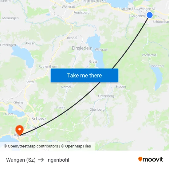 Wangen (Sz) to Ingenbohl map