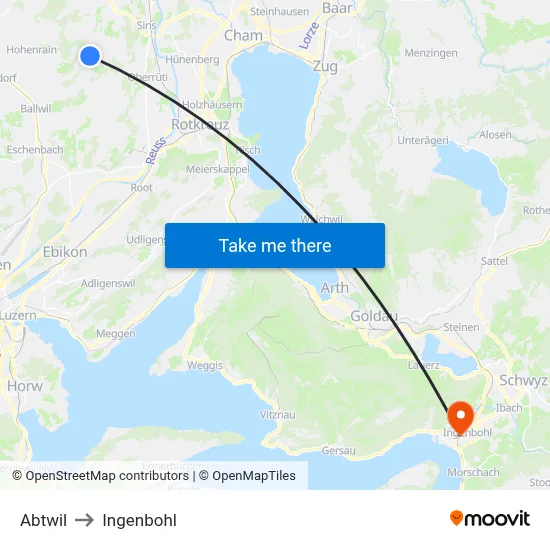 Abtwil to Ingenbohl map