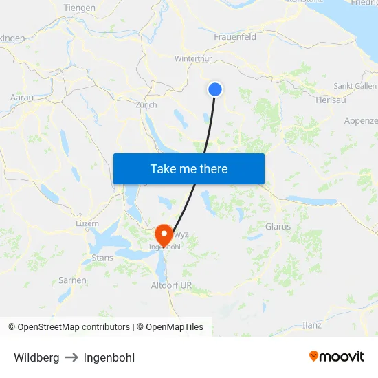 Wildberg to Ingenbohl map