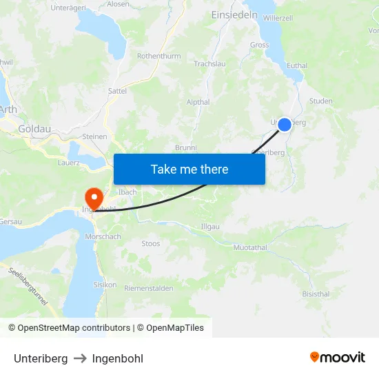 Unteriberg to Ingenbohl map