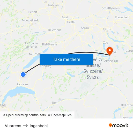Vuarrens to Ingenbohl map