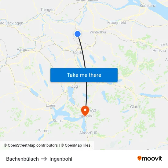 Bachenbülach to Ingenbohl map