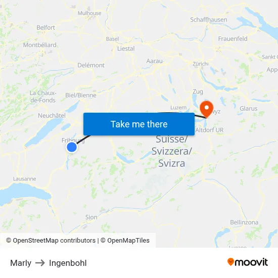 Marly to Ingenbohl map