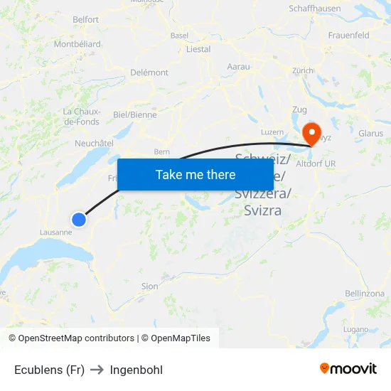 Ecublens (Fr) to Ingenbohl map